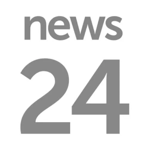 A logo with text on it for news24