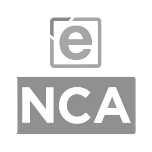 A logo with text on it for eNCA TV station