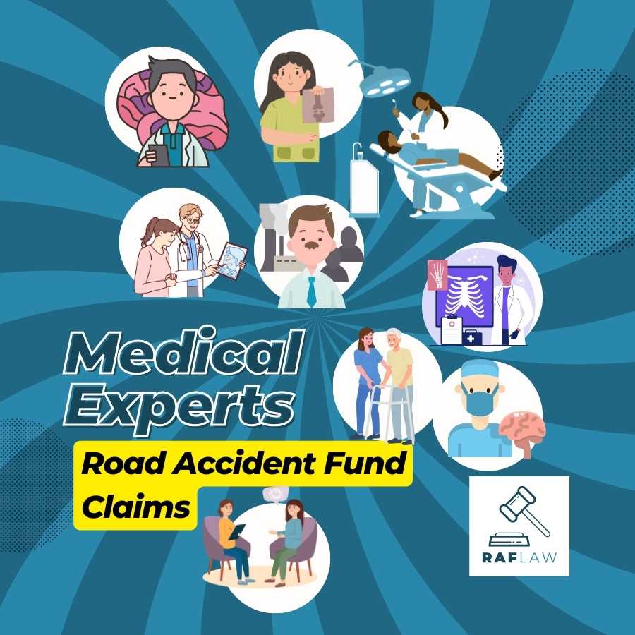 Collage of medical experts involved in Road Accident Fund claims.
