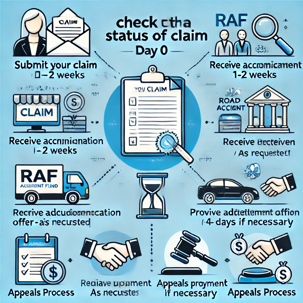 Infographic showing steps to check RAF claim status