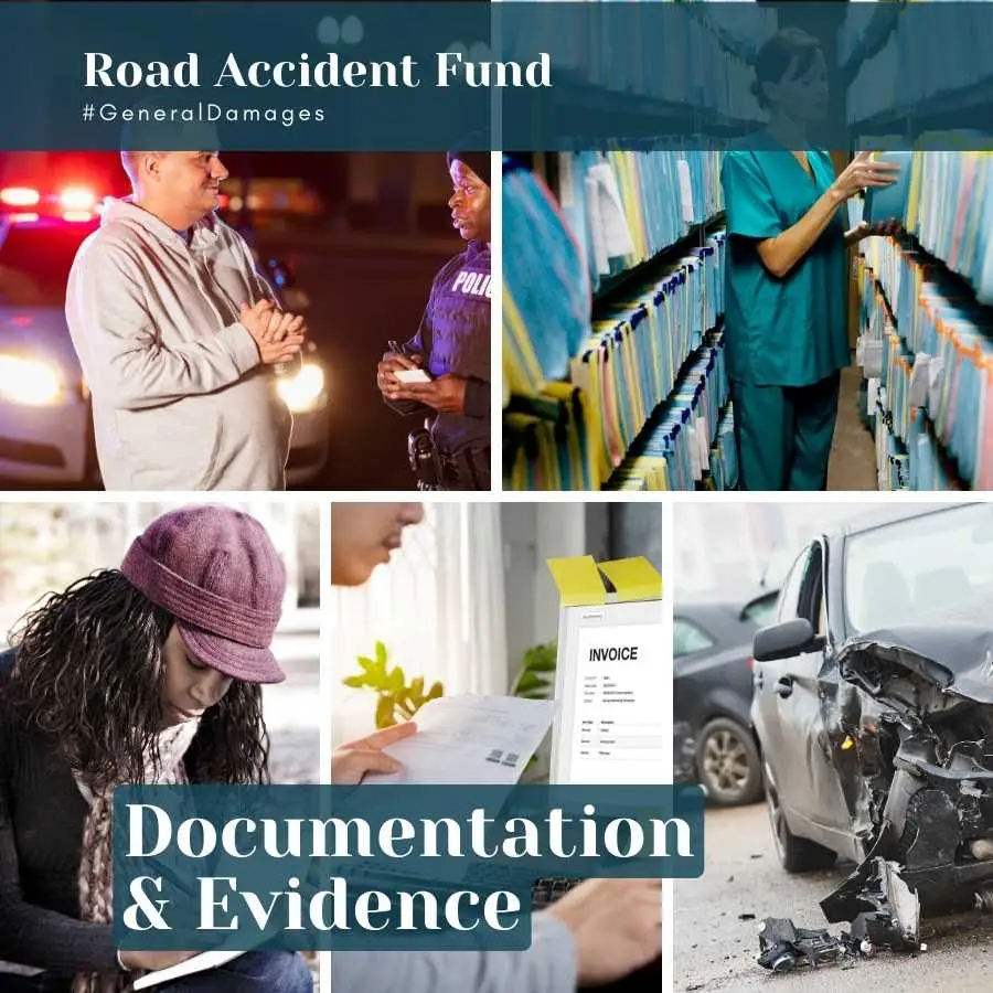 Collage of images showing different aspects of the documentation and evidence process for RAF claims