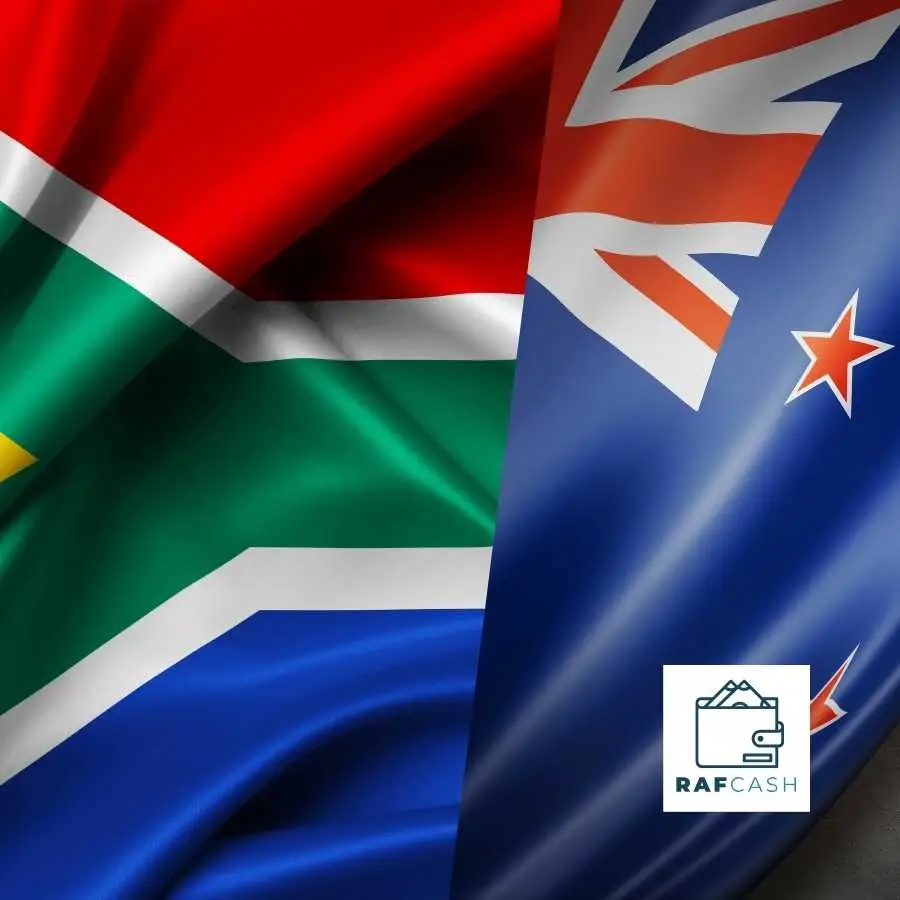 South African and New Zealand flags draped together, symbolizing international cooperation in road accident compensation.
