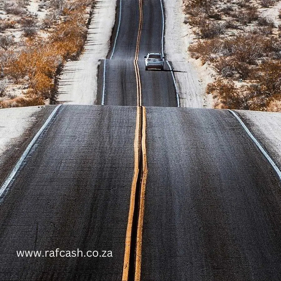 Car journey on a long, winding road - RAF road accident fund assistance