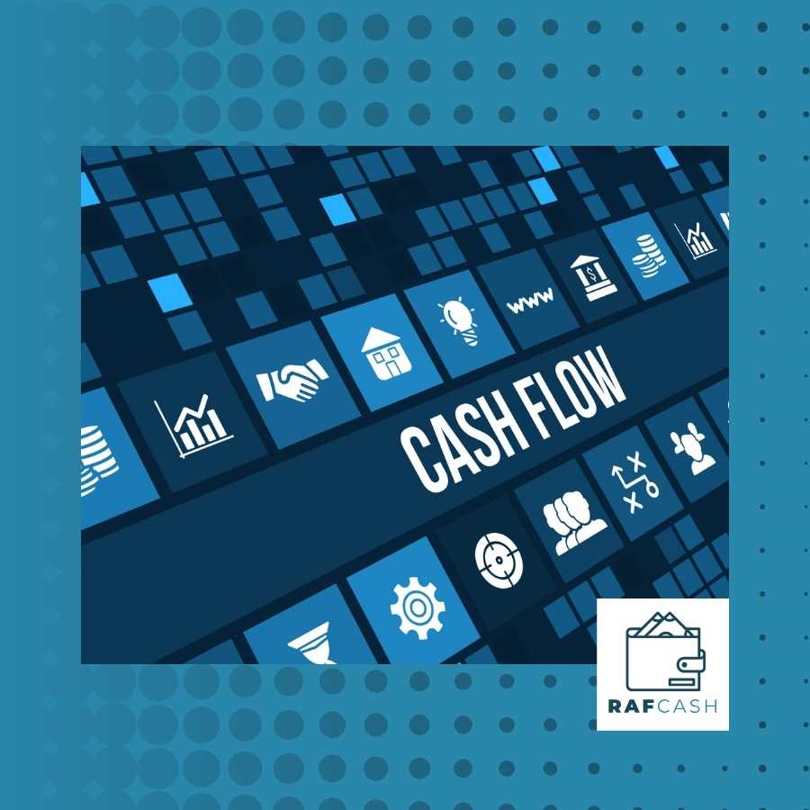 Graphic of keyboard with cash flow concept icons emphasizing financial management in the legal sector.