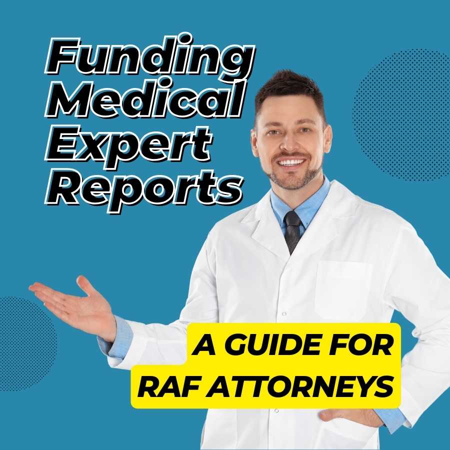 Confident medical professional presenting information on funding expert reports for RAF attorneys.
