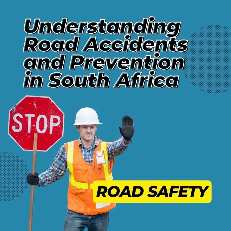 Construction worker holding a STOP sign promoting road safety in South Africa