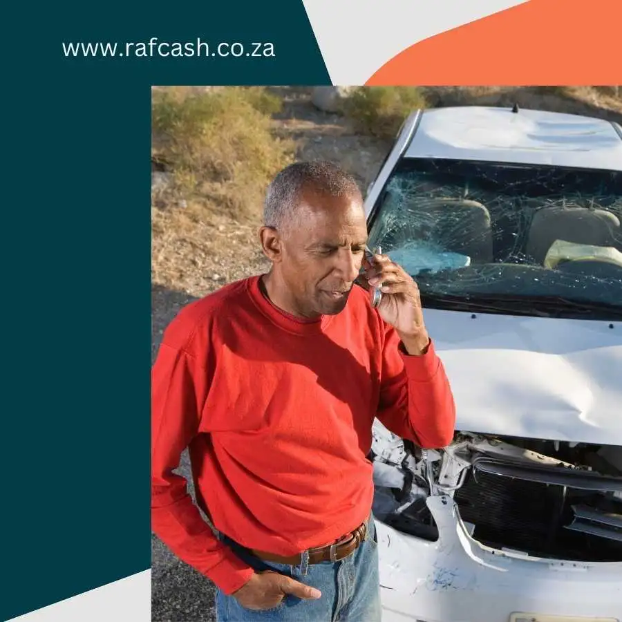 Senior man on the phone seeking assistance after a car accident