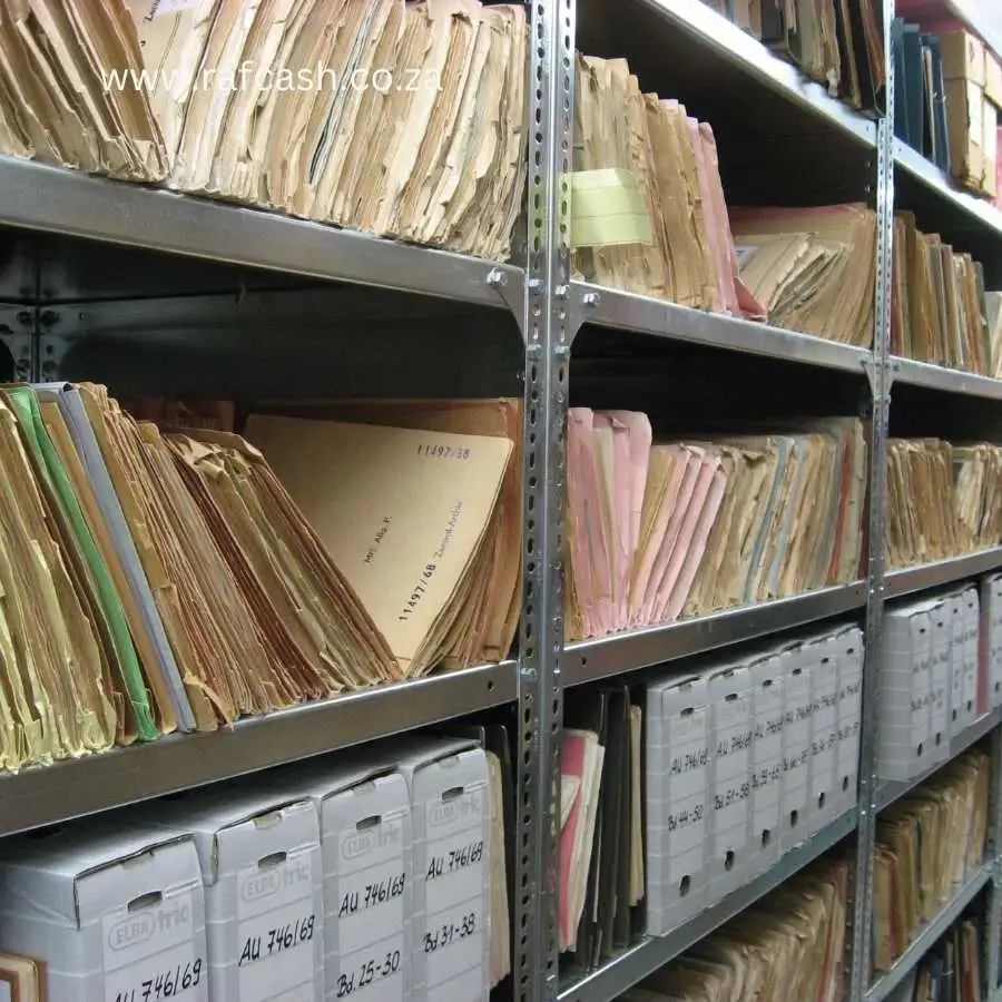 Shelves filled with numerous file folders and documents