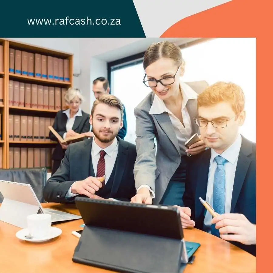 Group of business professionals working together in a meeting room