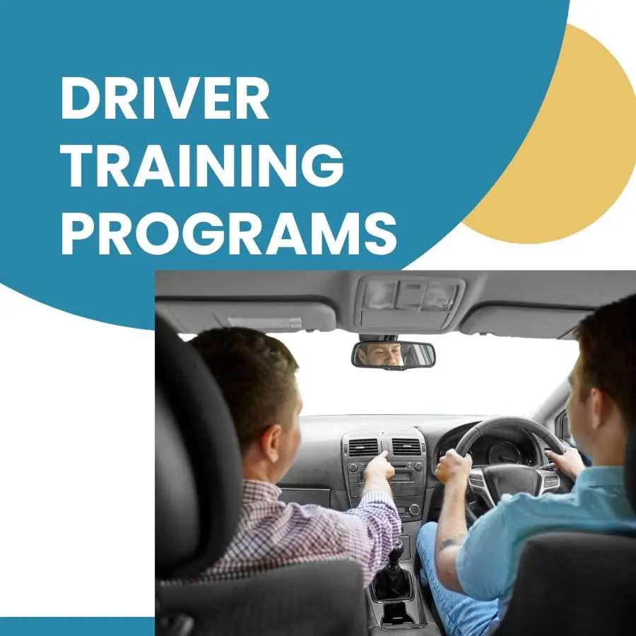 Driving instructor teaching a student in a car during a driver training program