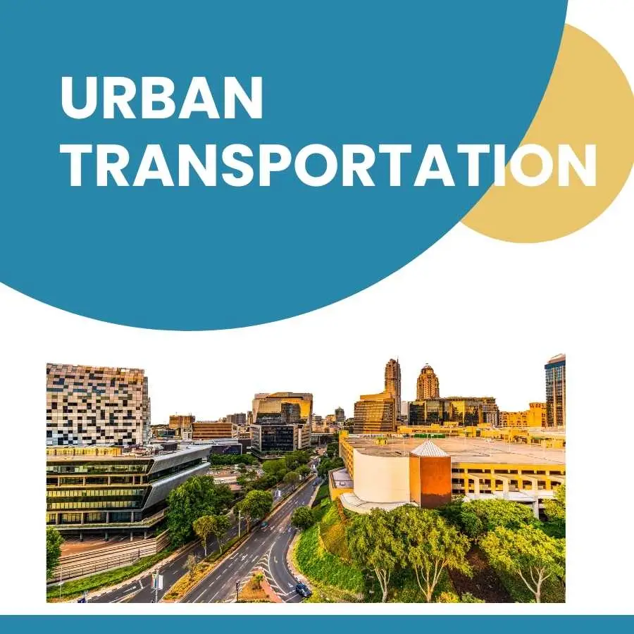 Aerial view of urban transportation and architecture in Johannesburg