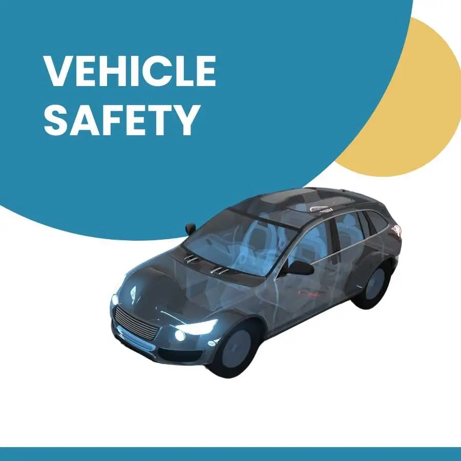 Illustration of a modern car showcasing vehicle safety features