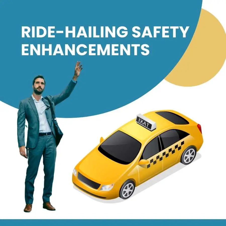 Man hailing a yellow taxi showcasing ride-hailing safety features