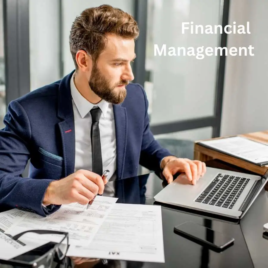 Businessman working on financial documents at his desk