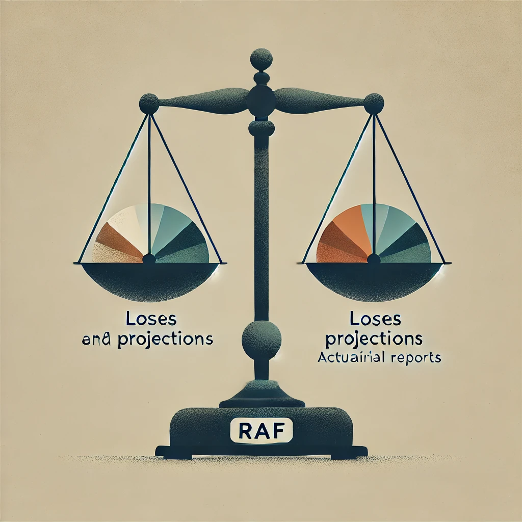 Minimalist image of a balanced scale representing the importance of RAF Actuarial Reports in securing fair compensation.