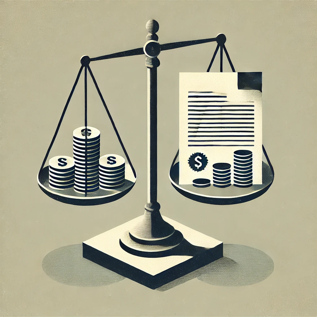 Minimalist abstract image depicting the financial aspect of legal fees in personal injury cases.