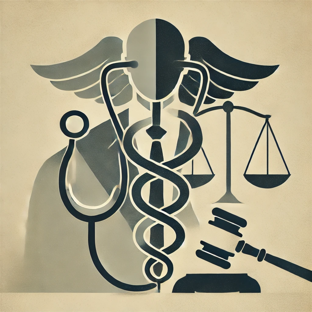 Minimalist abstract image depicting medical negligence in personal injury law.