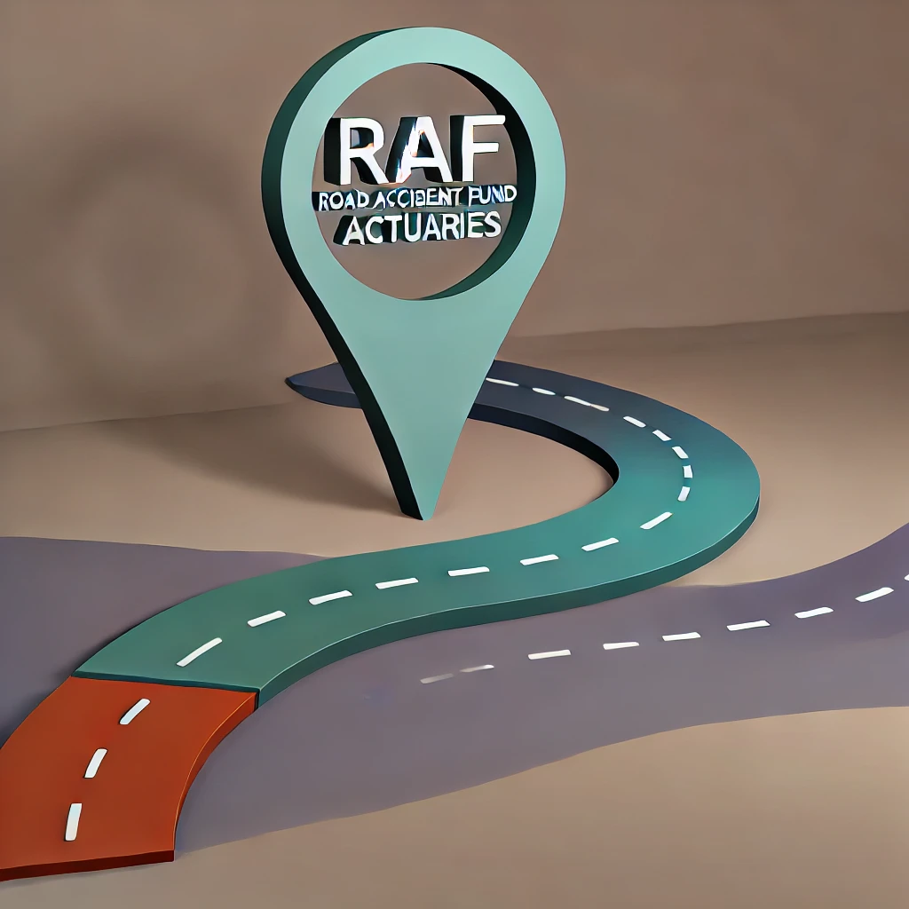 Minimalist image of a financial GPS path representing RAF Actuaries guiding the legal process toward fair compensation.